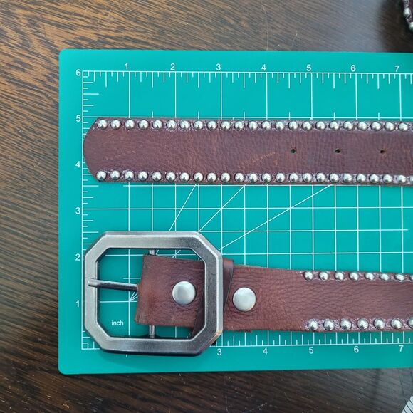 Leatherock Studded Brown Leather Belt Size L36 Western L 36 Boho 5481 Unisex USA - Picture 8 of 15